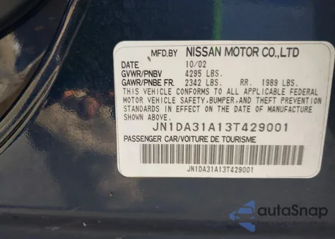 2003 Nissan Maxima Se from USA, damaged, VIN JN1DA31A13T429001